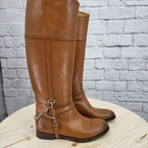 RALPH LAUREN COLLECTION Sandra Leather Chain Link Riding Boots Sz 37.5B=US 7.5